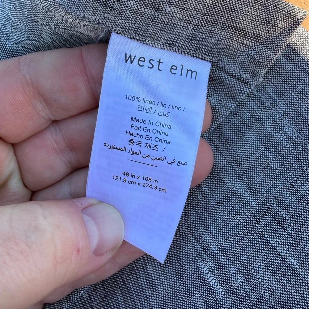 West Elm Grey/Heathered Sheer Linen Curtains